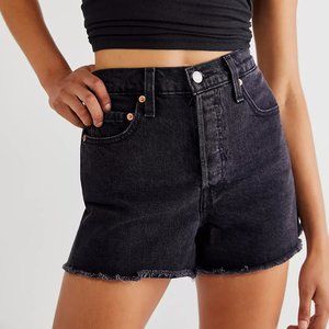 Levi's Denim Shorts High Waisted Faded Black